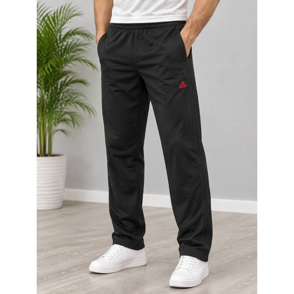 Adidas Performance Men’s XL Black Red 3 Stripe Track Pants NWT